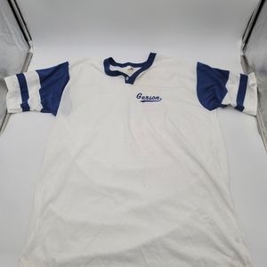 Gerson Bantam Mens Activewear Short Sleeve T Shirt White Navy V Neck Button XL